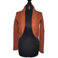 Joyx Orange Fluffy Knit Mohair Wool Blend Bolero Cardigan Medium exc cond y2kvtg