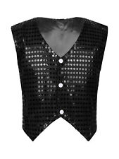Boys Girls Glitter Sequin Vest Waistcoat Choir Jazz Hip Hop Street Dance Costume