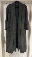 Alexon Women’s Grey Wool Blend Maxi Overcoat with Pockets No Fastenings Size 12