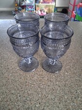 Pioneer Adeline Teal, Turquoise Blue/Purple Embossed Water Glasses Goblets