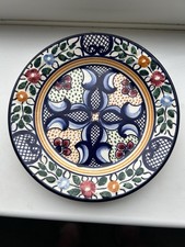 Spanish Hand Painted Plate For Mounting On Wall Or Kitchen Dresser 7.5” Diameter
