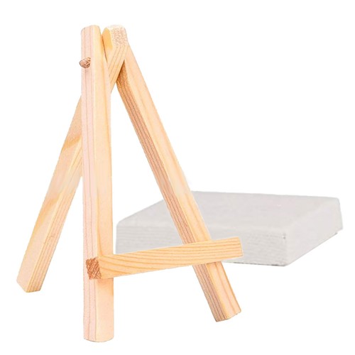 Mini wooden easel with - wooden, 8x8cm
