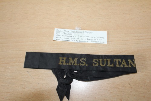 Hms sultan cap tally - hms,