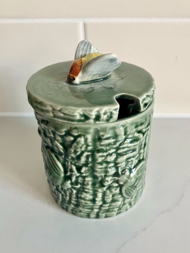 Vintage green ceramic honey