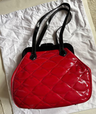 Lulu Guinness Ionic Patent Red Leather Quilted Lips Pollyanna Bag