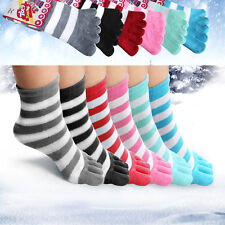 6 Pair 5-Toe Socks Breathable Striped Ladies Women Girls Five Finger Ankle Socks