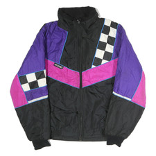 JOE ROCKET Womens Black & Purple Racing Jacket M Polyester Blend Zip Checked
