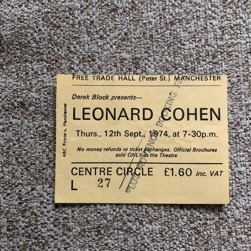 Leonard cohen ticket - cohen,