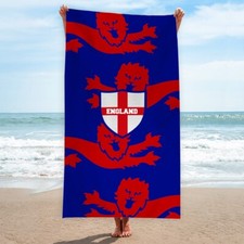 ENGLAND | Euro's | Beach Towel | Retro Football | Holiday Towel | Red Lions