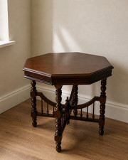 Vintage octagonal wooden side - octagonal,