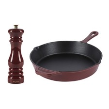 Salter Chester Mill & Frying Pan Set, 26cm Skillet & Grinder Set, Red, Induction