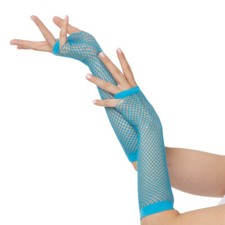 Baby Blue Fishnet Gloves Sealife Fancy Dress Accessory  Costume 1980s Party Rave