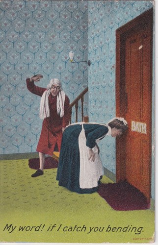 Postcard bamforth comic - comic, maid