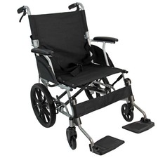 Aluminium Wheelchair Lightweight Folding Compact Travel Transit Aid Hand Brake
