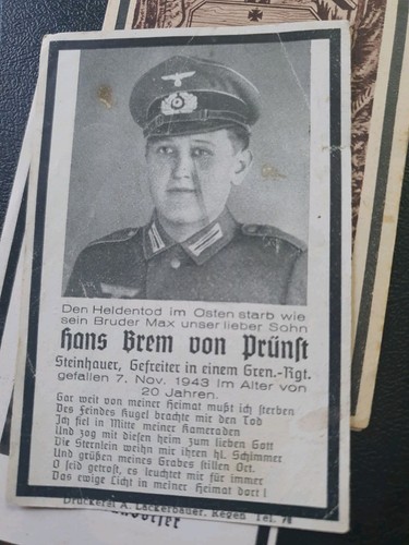 German ww2 death notice card - ww2, notice/card