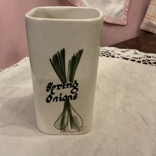 Vintage 1960's Toni Raymond Pottery spring onion Jar Hand Painted Kitchenalia