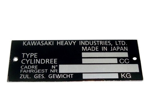 Kawasaki marker data plate alu - kawasaki,