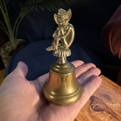 Vintage pixie bell brass desk - bell,