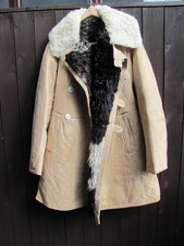 Vintage 1973 Soviet Russian army sheepskin bekesha coat. Size 50. shearling USSR