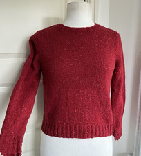 HANDKNITTED Jumper Sweater Rowan Yorkshire Tweed Wool Ribbed Hem Petite Size XS