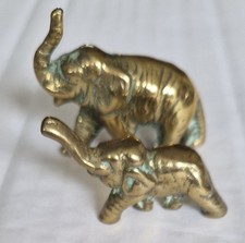 2 Mini Brass Elephants Trunks