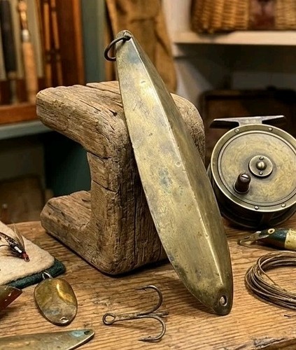 Antique vintage brass fishing - brass,