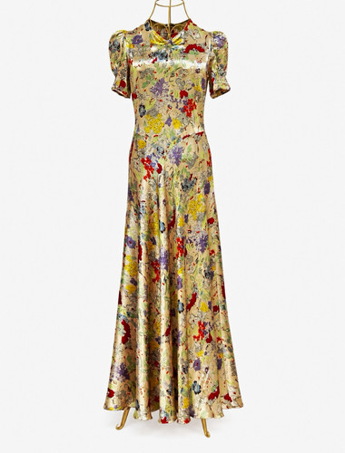 Vintage handmade floral satin