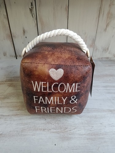 Brown faux leather square box - brown,