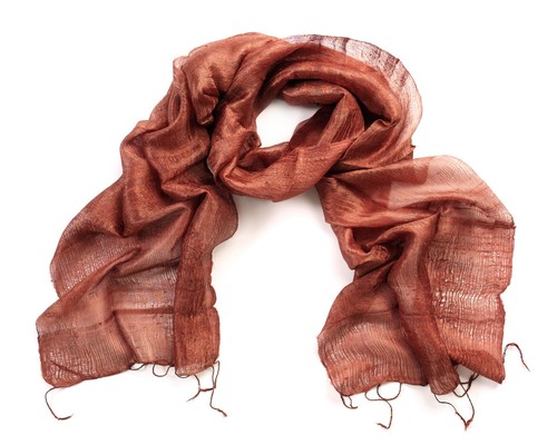 Dark terracotta silk - dark, scarf