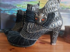 Irregular Choice Miaow Gold & Black Ankle Boots Size 40 UK 6.5 leather uppers