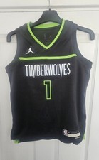 Nike Timberwolves Vest/Jersey Black And Green With Edwards 1 On The Back