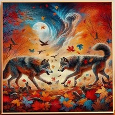 TWO WOLVES STAMPED CROSS