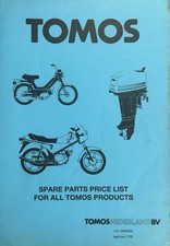 TOMOS MOPEDS STEP THRU / AT50 - ORIGINAL PARTS PRICE LIST CATALOGUE 1987