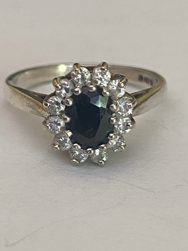 Hallmarked 1990 silver blue - hallmarked,