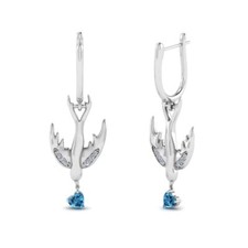 0.5ct Simulated Blue Sapphire Fly Bird Stud Earring Women 14k White Gold Plated