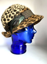 Albertus Swanepoel Leopard Print Hat Rabbit Hair Feather Fedora