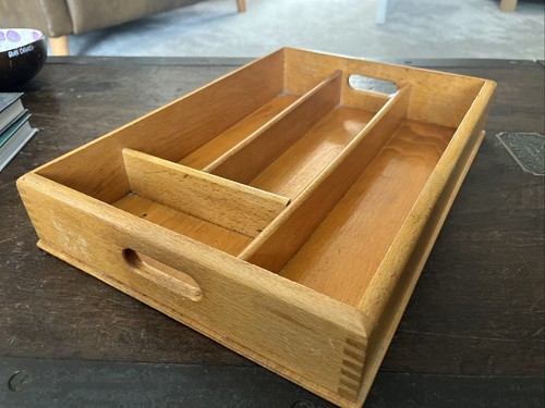 Vintage wooden cutlery tray - vintage,