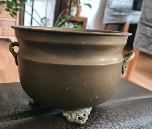 Brass cauldron planter pot - cauldron,