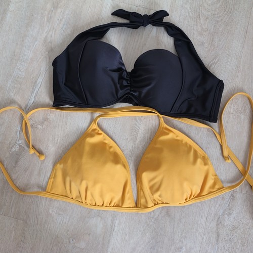 Two bikini tops black yellow - bikini,