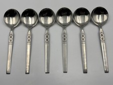 6x Oneida Northland Artistic Mid Century Vintage Soup Spoons 18cm