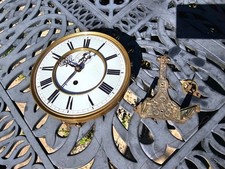 Antique Vienna German antique wall clock WEIGHT movement work  7 1/2 ENAMEL dial