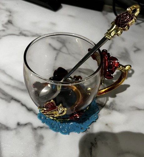 Jewelled enameled glass - enameled, cup