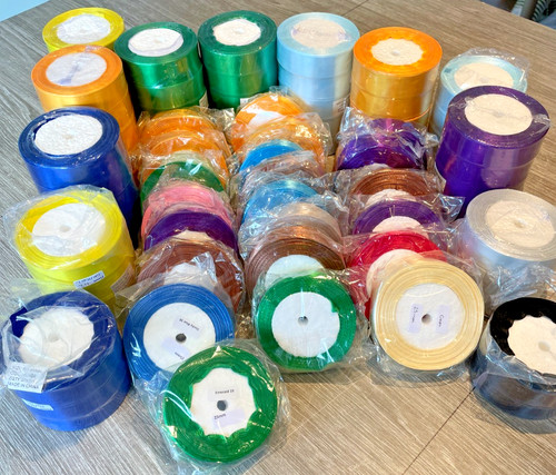 25m single faced satin ribbon - single,