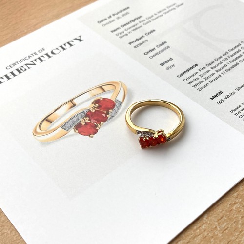 Fire opal white zircon ring - fire,