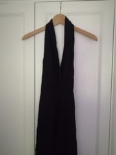 Zara Lomg Black Linen Dress With V Neck