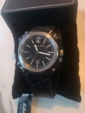 Black dice black dial leather strap watch