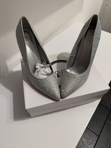 Silver sparkly wide fit heals - silver,