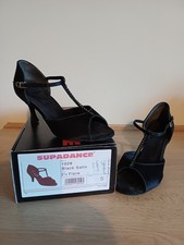 Supadance Ladies black satin Latin T-bar sandal dance shoes size 5