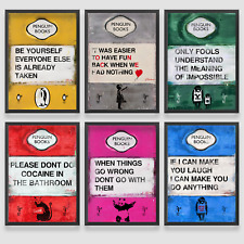 Banksy Style Penguin Books Quote Street Art Wall Art Poster Print Picture Gift