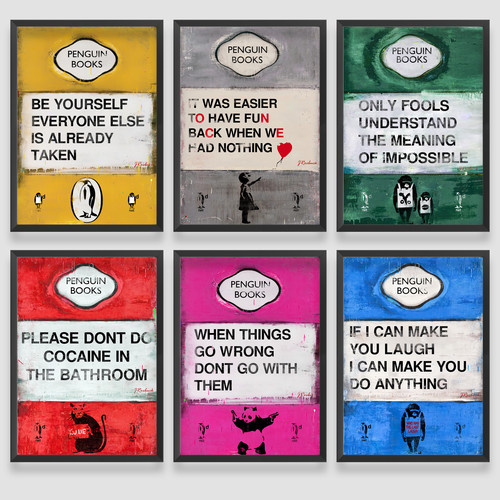 Banksy style penguin books - style,